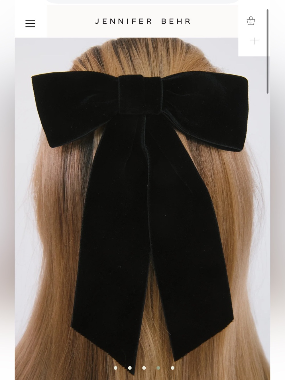 Jennifer Behr Wide Velvet Bow Barrette